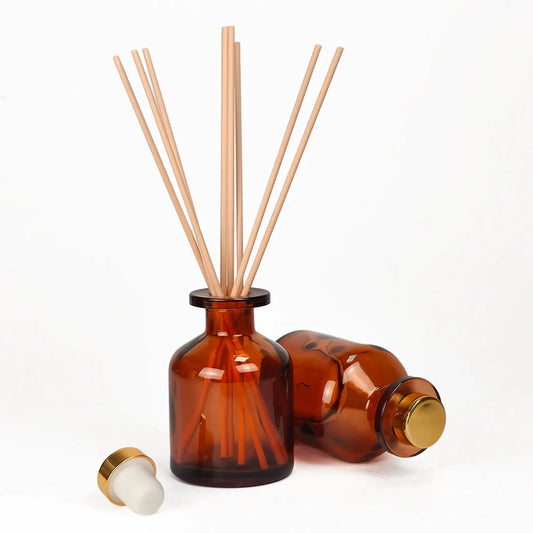 100ml Florida - Frasco para Difusor de Vidrio - Botella Difusor de Varillas Redondo - Ámbar Transparente - Candle Craft