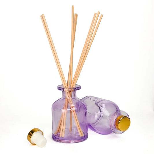 100ml Florida - Frasco para Difusor de Vidrio - Botella Difusor de Varillas Redondo - Morado Transparente - Candle Craft