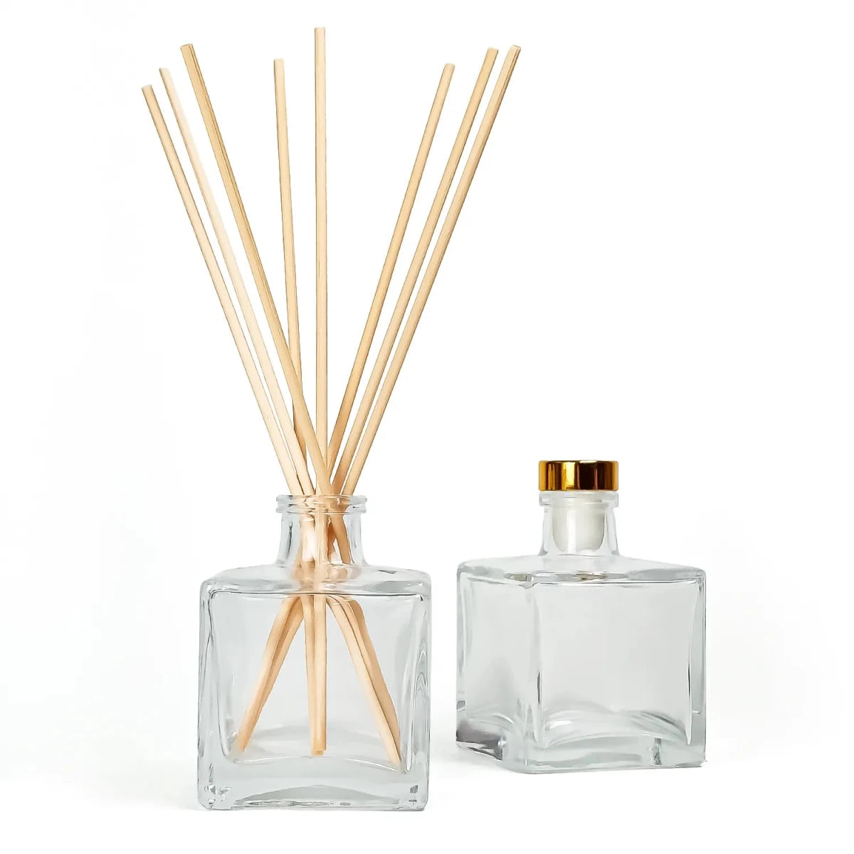 100ml Lucca - Frasco para Difusor de Vidrio - Botella Difusor de Varillas Cuadrado - Cristal Transparente - Candle Craft