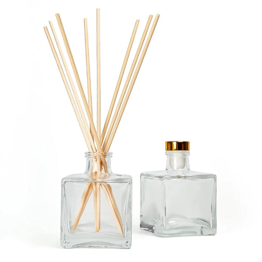 100ml Lucca - Frasco para Difusor de Vidrio - Botella Difusor de Varillas Cuadrado - Cristal Transparente - Candle Craft