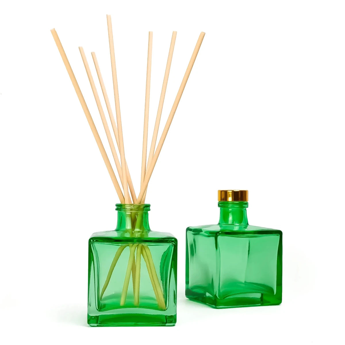 100ml Lucca - Frasco para Difusor de Vidrio - Botella Difusor de Varillas Cuadrado - Verde Transparente - Candle Craft
