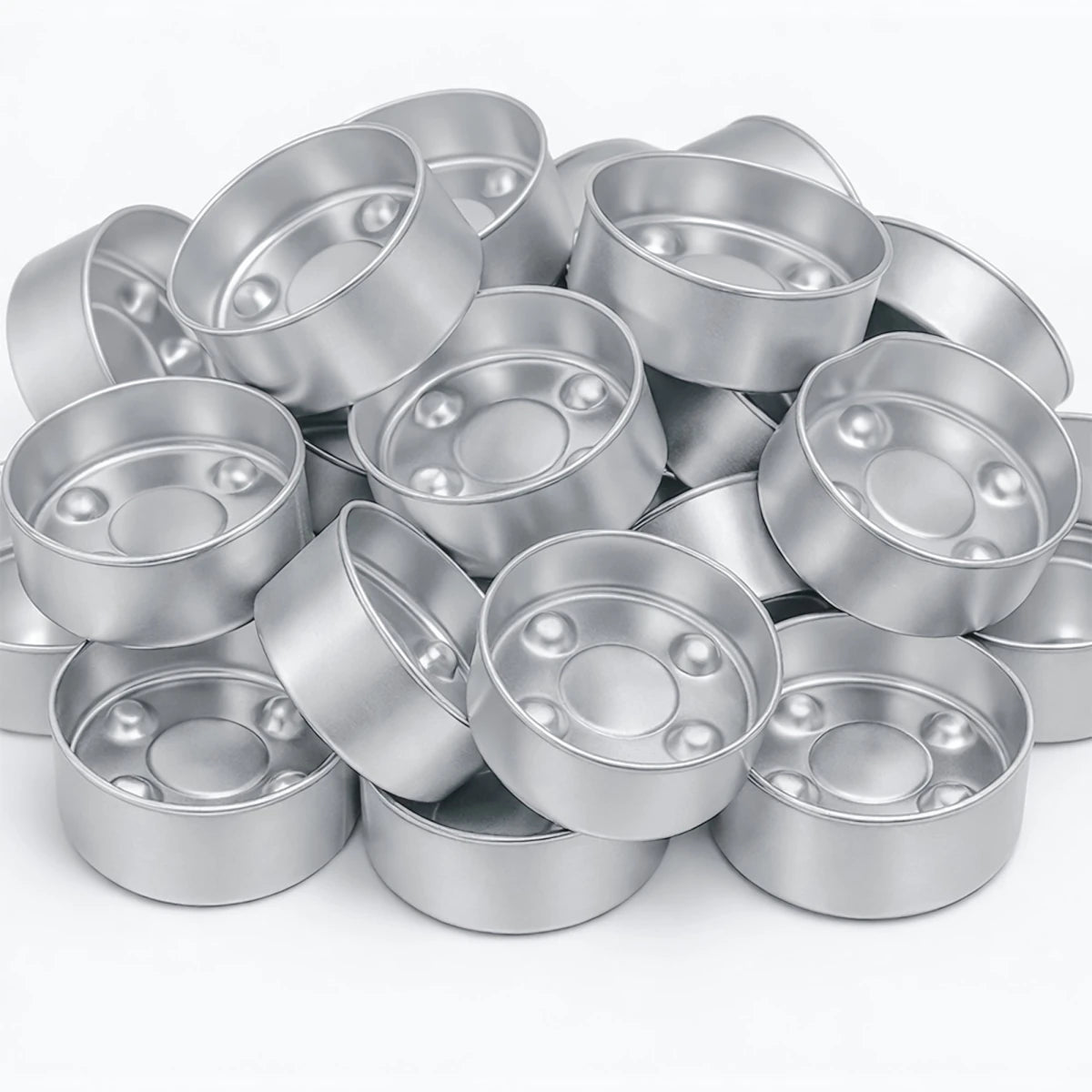 100pzas - Lata de Aluminio para Velas de Té (3.8 cm x 1.9 cm) – Vasos para Velas de Té Artesanales con Mechas / Pabilos - Candle Craft