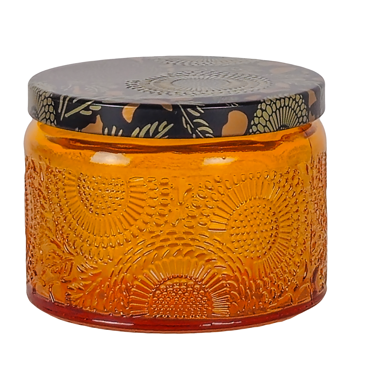 140ml - Londres Vaso de vidrio para velas - Naranja Relieve