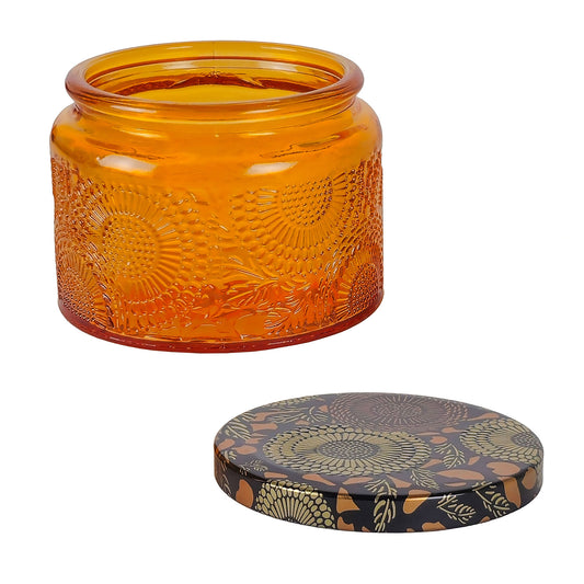 140ml - Londres Vaso de vidrio para velas - Naranja Relieve