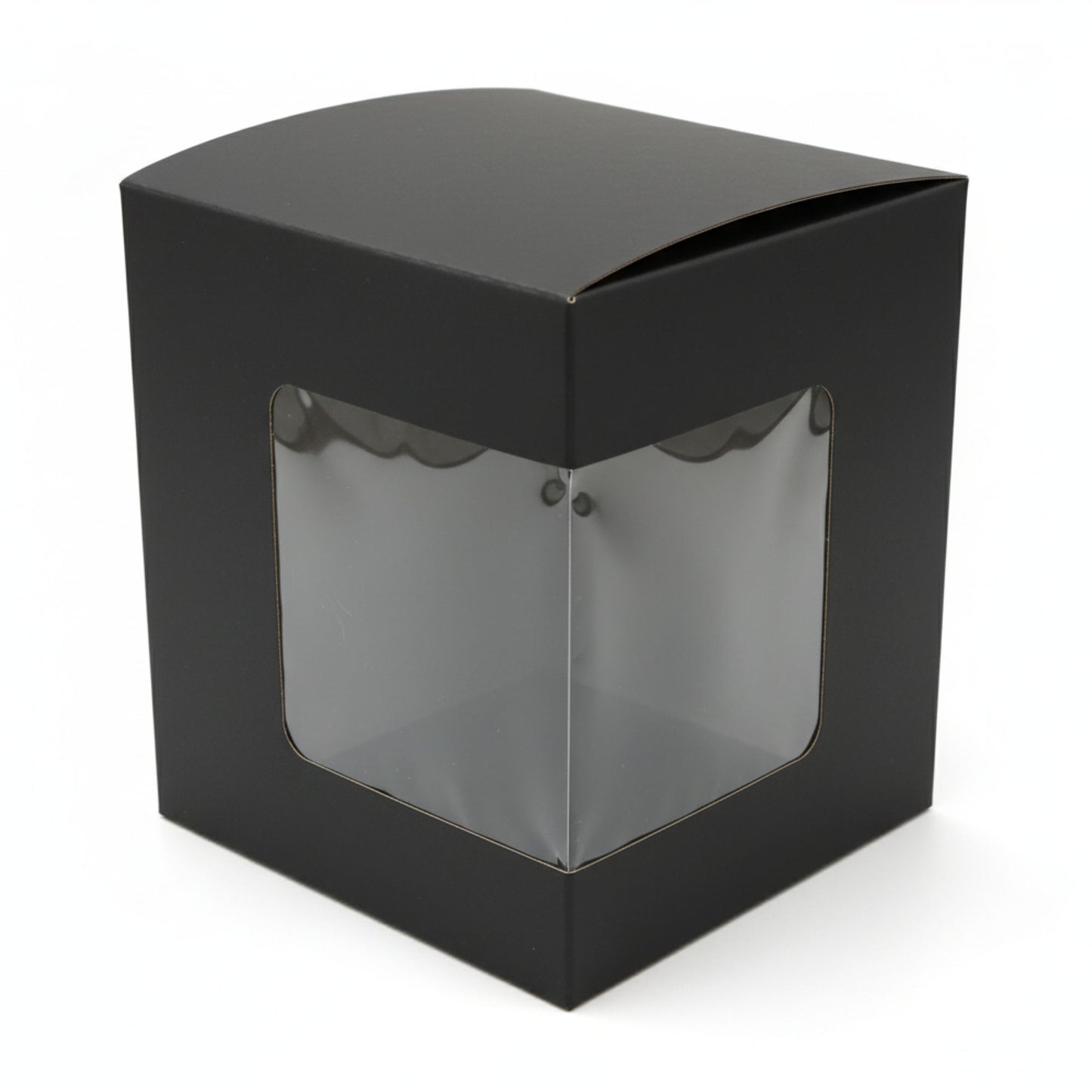 Caja Decorativa Cuadrada para Velas – Negra - Ventana en Esquina | Extra Grande 11x12.5 cm