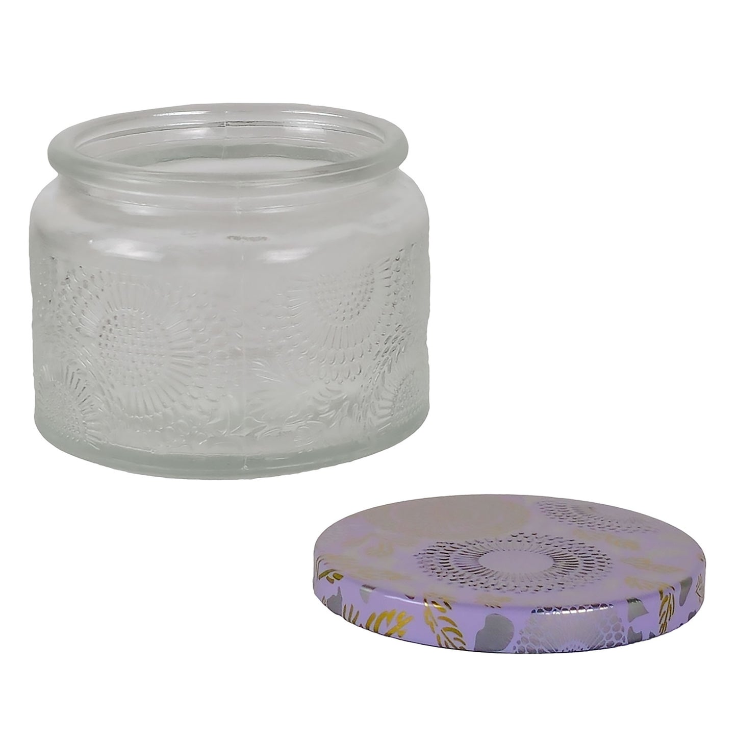 140ml - Londres Vaso de vidrio para velas - Transparente Relieve