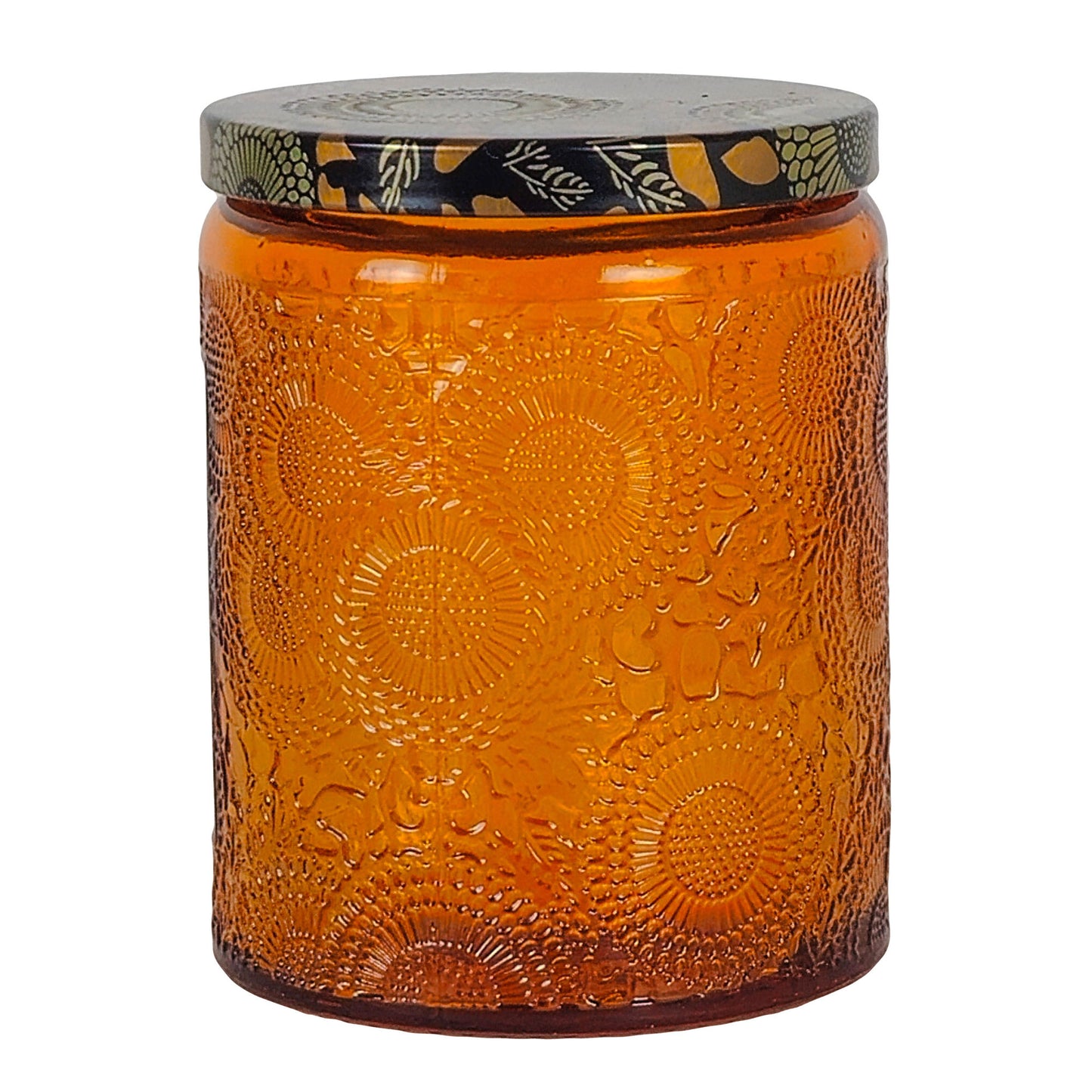 250ml - Londres Vaso de vidrio para velas - Naranja Relieve