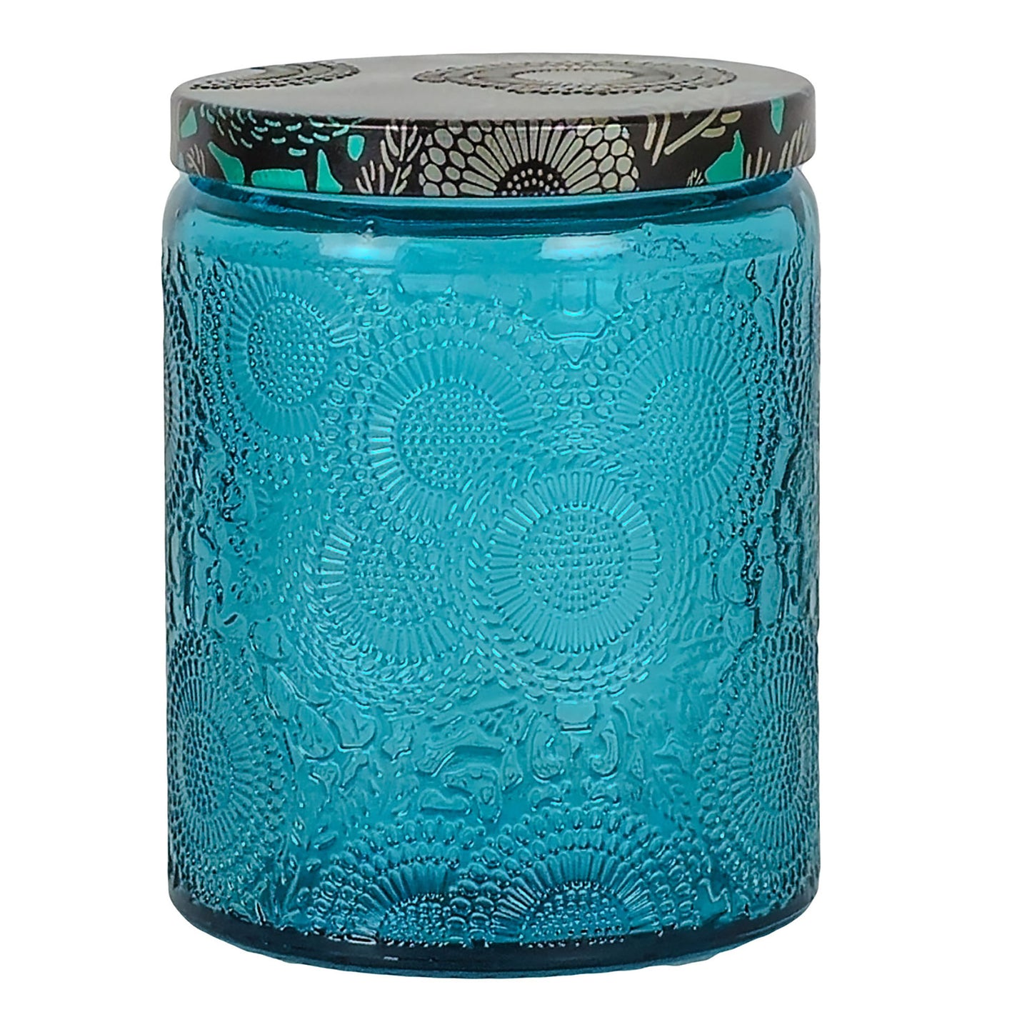 250ml - Londres Vaso de vidrio para velas - Azul Aqua Relieve