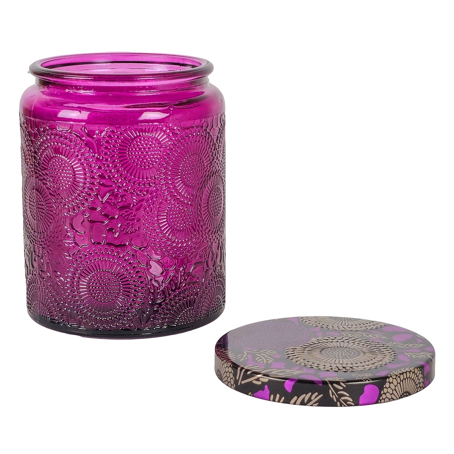 250ml - Londres Vaso de vidrio para velas - Morado Relieve