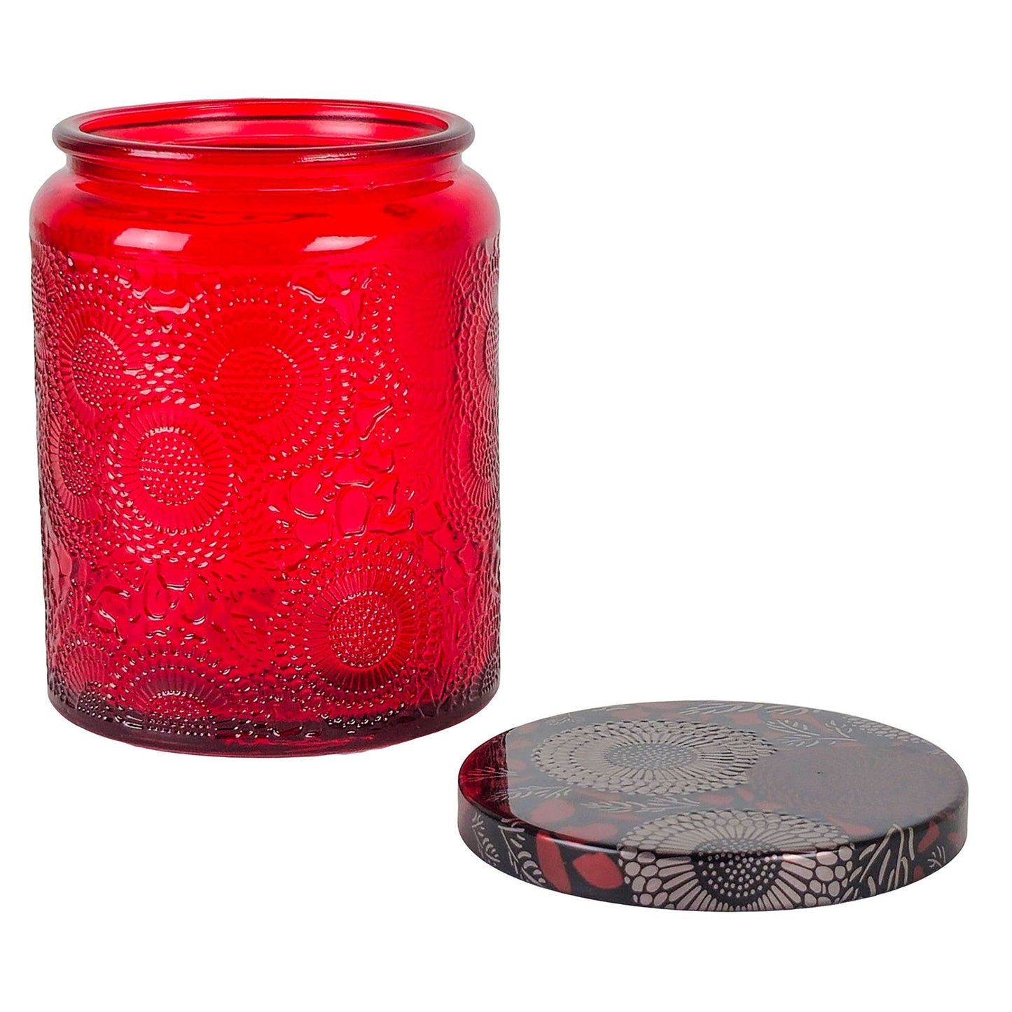 250ml - Londres Vaso de vidrio para velas - Rojo Tinto Relieve