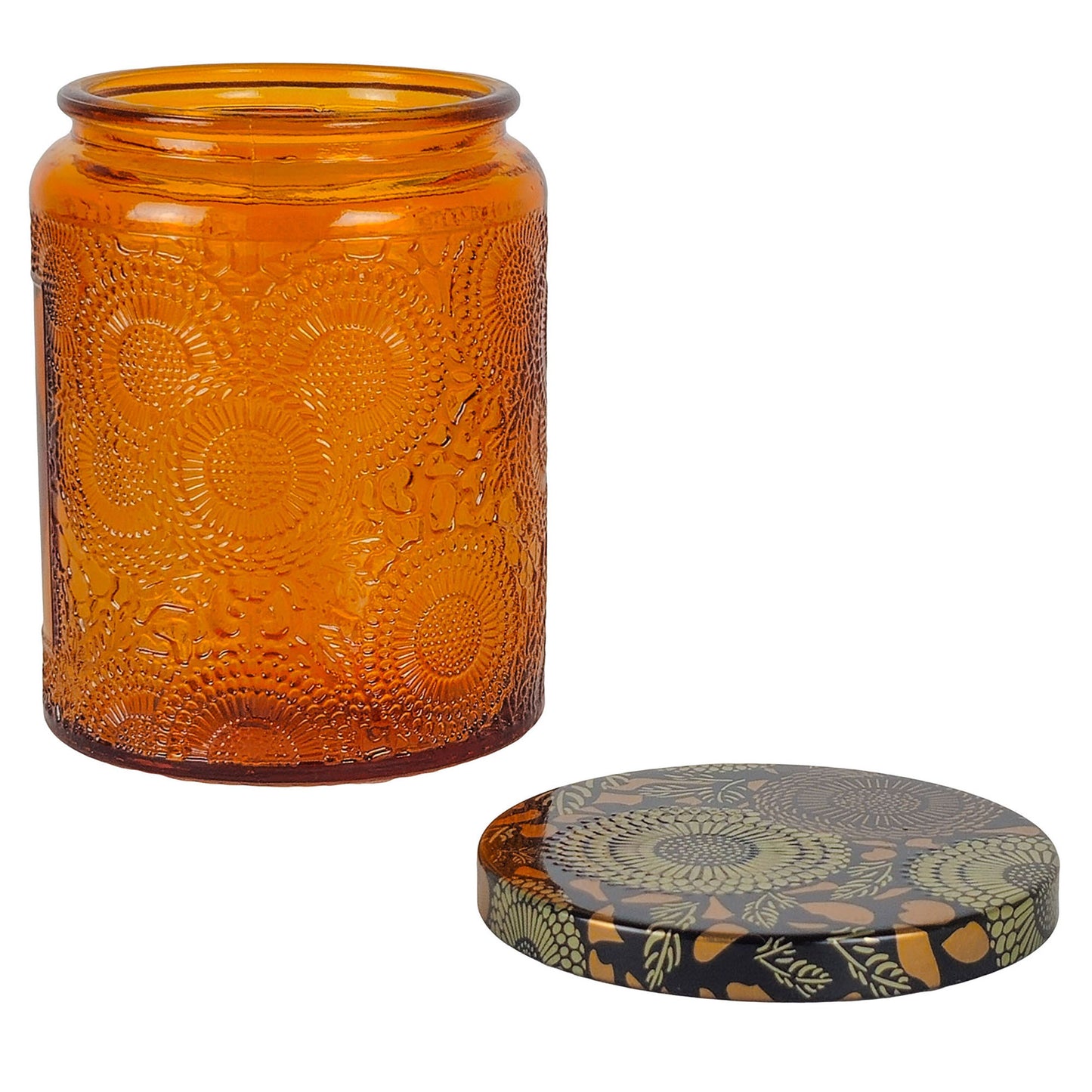 250ml - Londres Vaso de vidrio para velas - Naranja Relieve