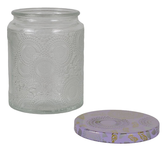 250ml - Londres Vaso de vidrio para velas - Transparente Relieve