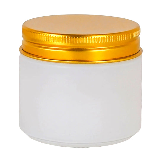 75ml - Miami Vaso de vidrio con rosca para velas - Blanco Mate con tapa dorada