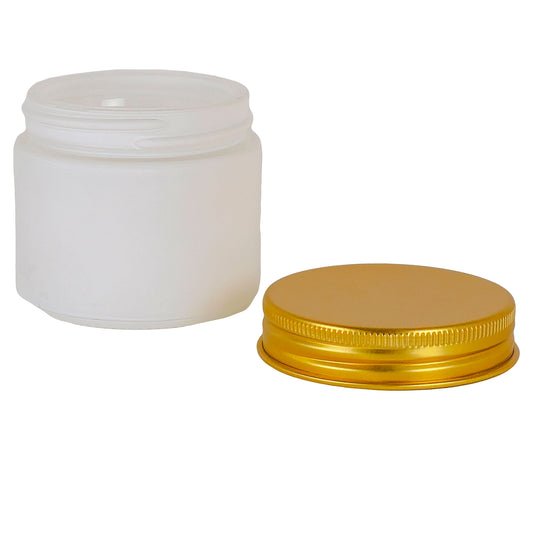 75ml - Miami Vaso de vidrio con rosca para velas - Blanco Mate con tapa dorada
