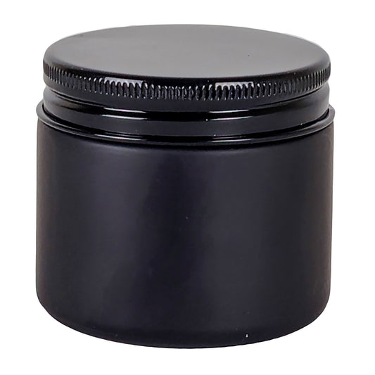 75ml - Miami Vaso de vidrio con rosca para velas - Negro Mate con tapa negra