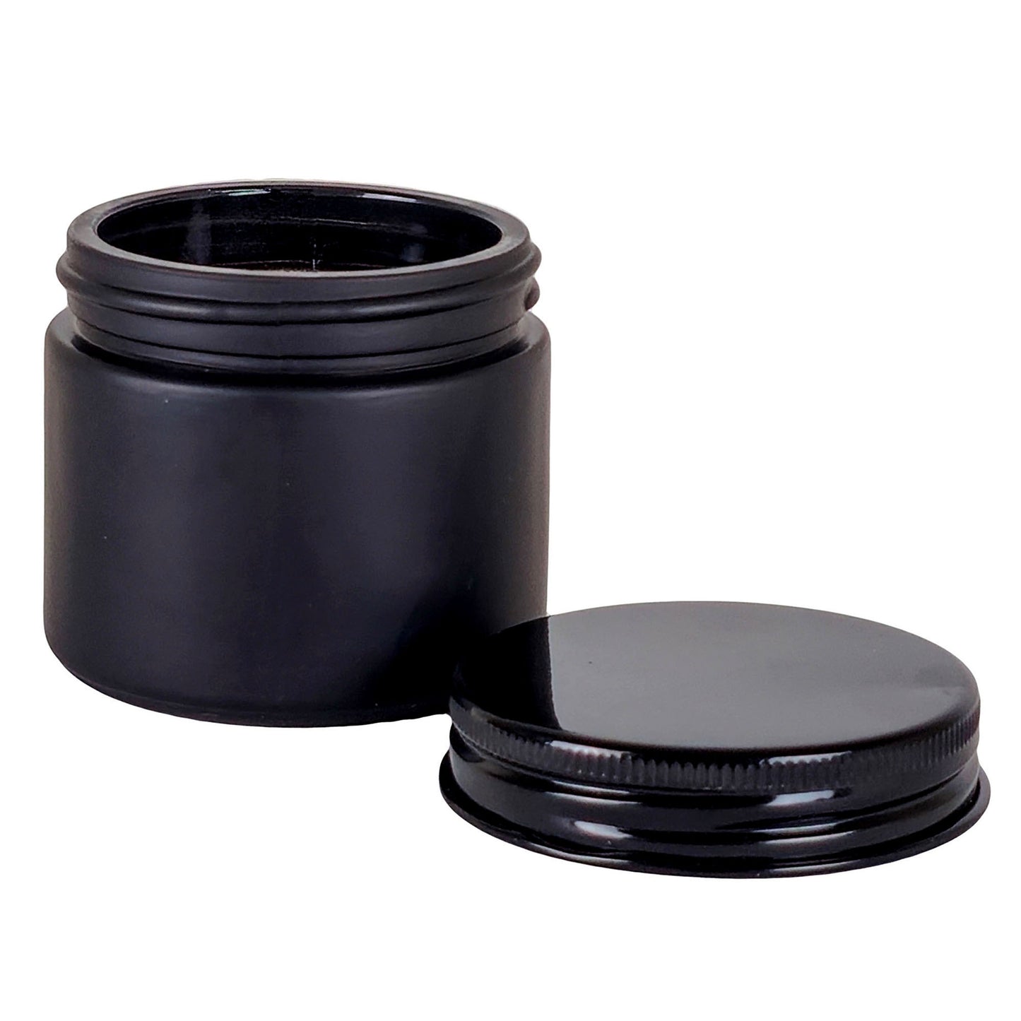 75ml - Miami Vaso de vidrio con rosca para velas - Negro Mate con tapa negra