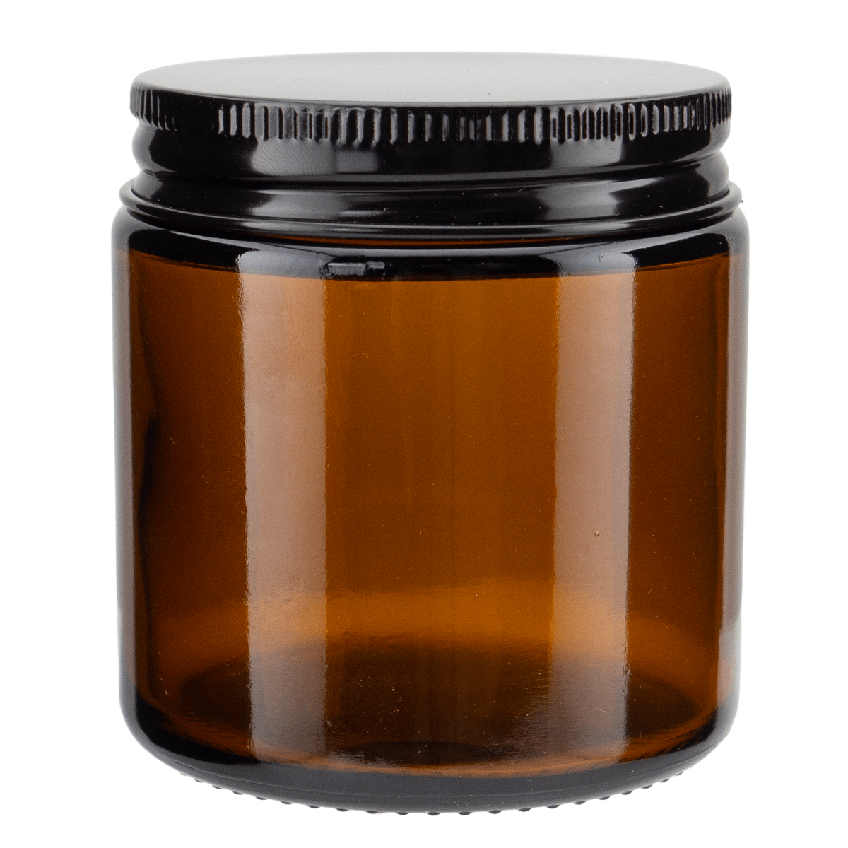 130ml - Miami Vaso de vidrio con rosca para velas - Ámbar con tapa negra - Candle Craft