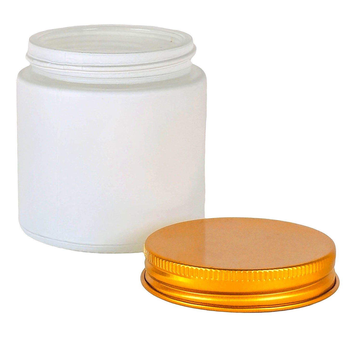 130ml - Miami Vaso de vidrio con rosca para velas - Blanco con tapa dorada - Candle Craft