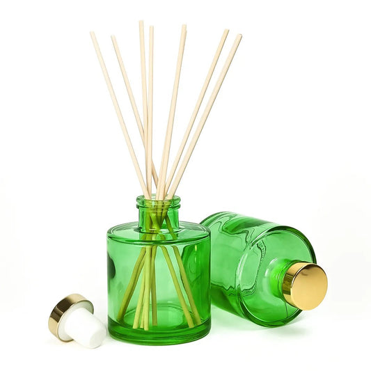 130ml Verona - Frasco para Difusor de Vidrio - Botella Difusor de Varillas Redondo - Verde Transparente - Candle Craft