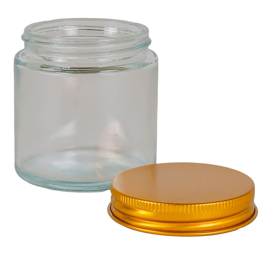 130ml - Miami Vaso de vidrio con rosca para velas - Transparente con tapa dorada