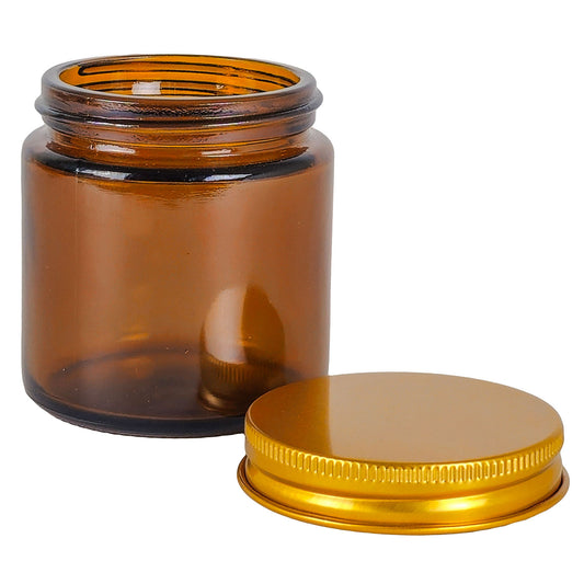 130ml - Miami Vaso de vidrio con rosca para velas - Ámbar con tapa dorada