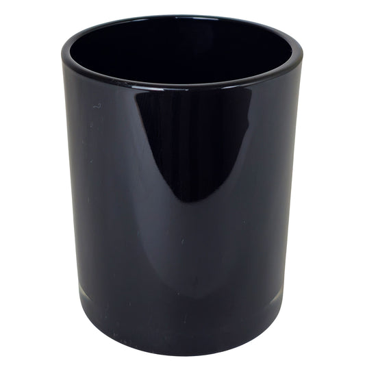 210ml - Mónaco Vaso de vidrio para velas - Negro Brillante