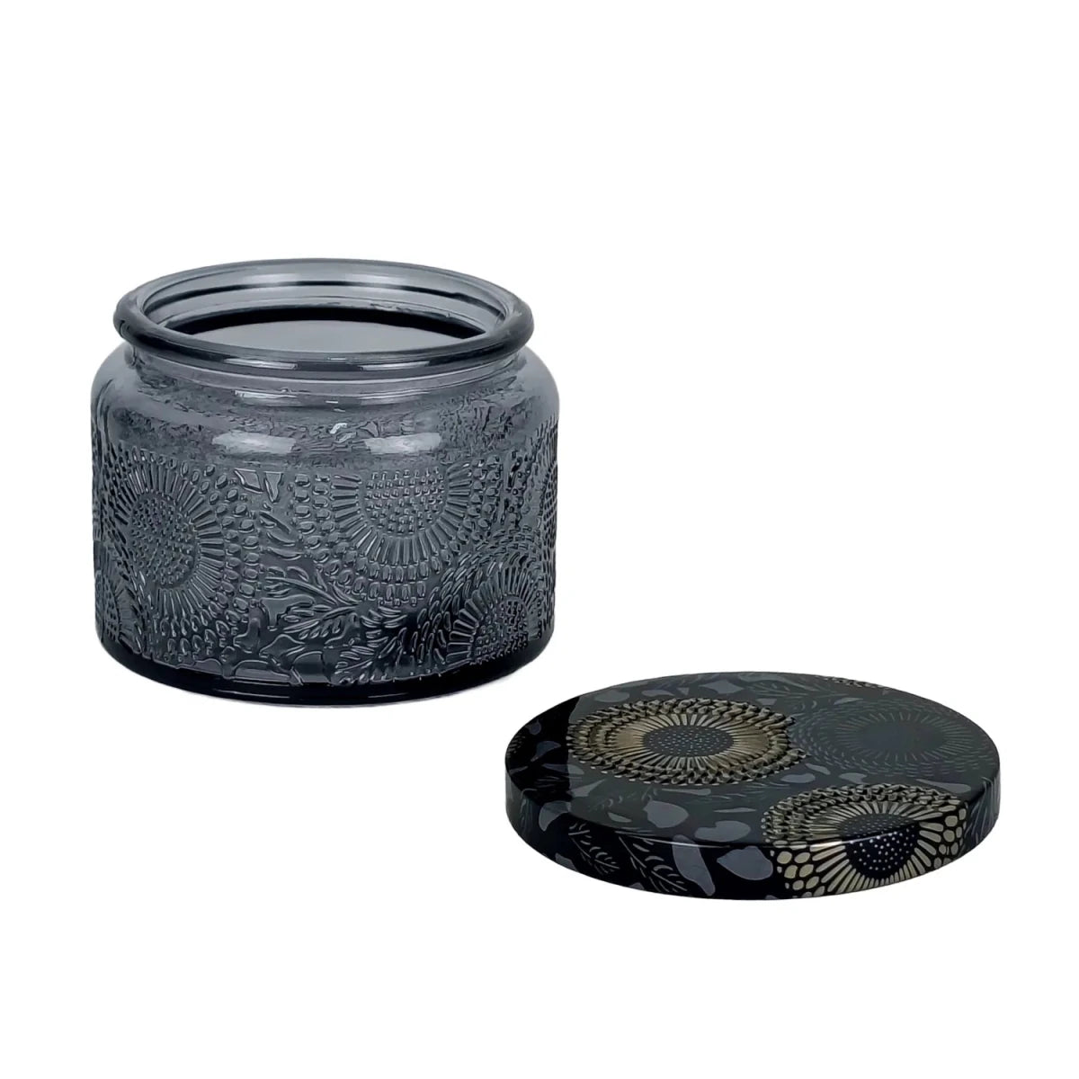 140ml - Londres Vaso de vidrio para velas - Frasco Gris Oscuro con Relieve - Candle Craft