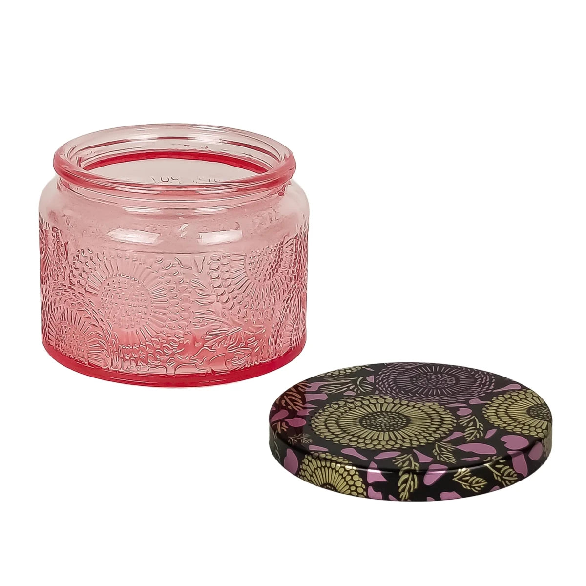 140ml - Londres Vaso de vidrio para velas - Frasco Rosa con Relieve - Candle Craft