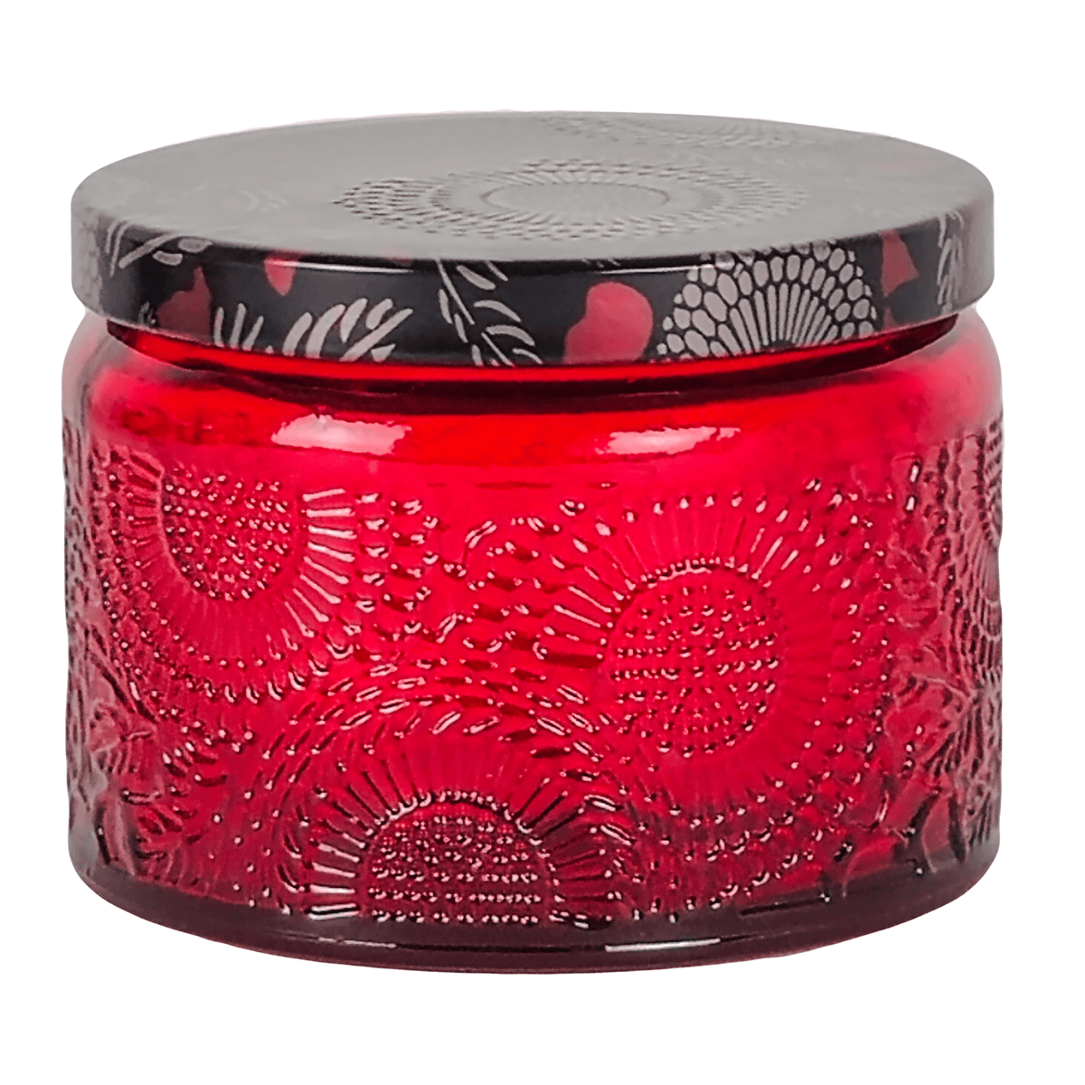 140ml - Londres Vaso de vidrio para velas - Rojo Tinto Relieve - Candle Craft