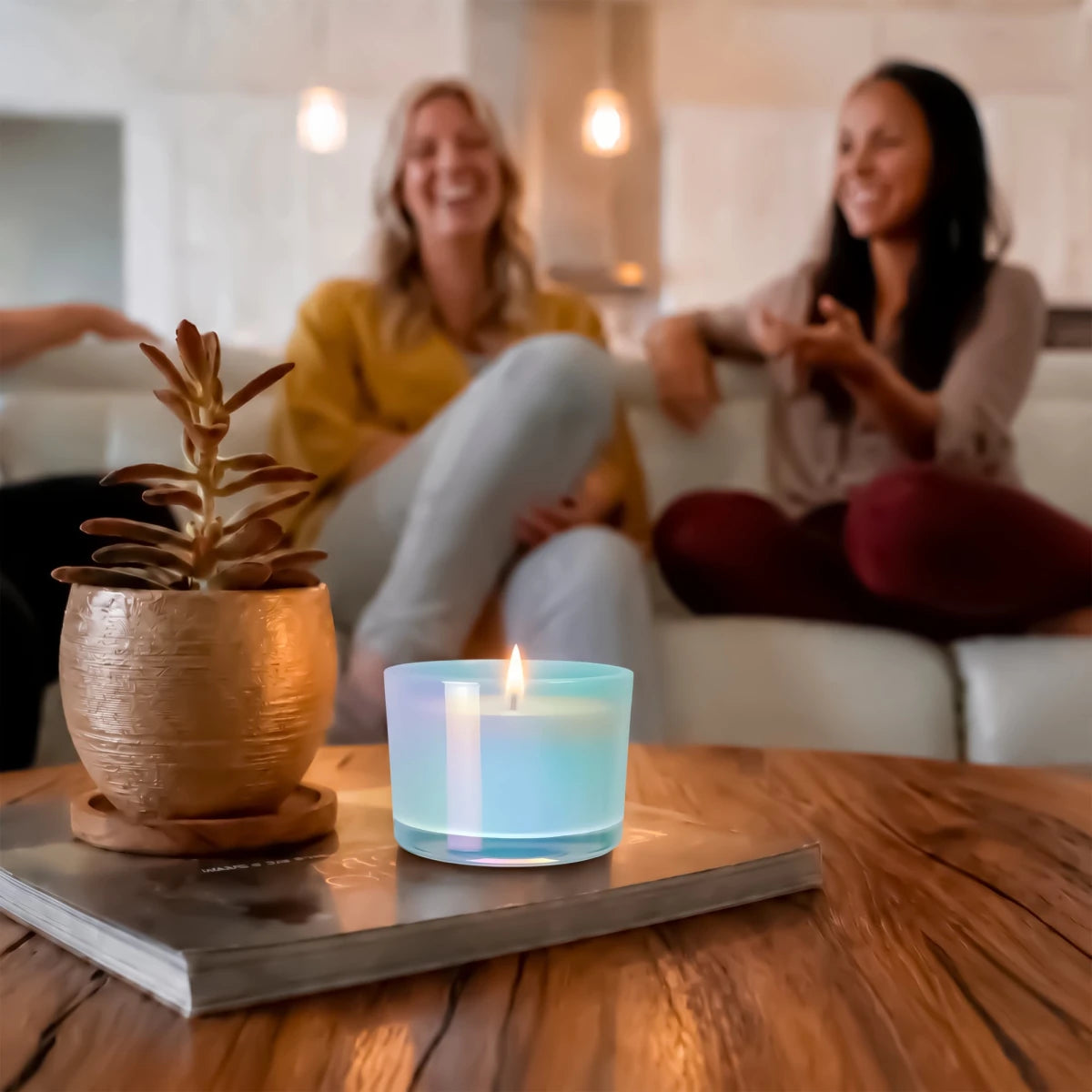 140ml - Mónaco Vaso de Vidrio para Velas Azul Bebé - Frasco Azul Claro Tornasol Arcoíris Brillante - Candle Craft