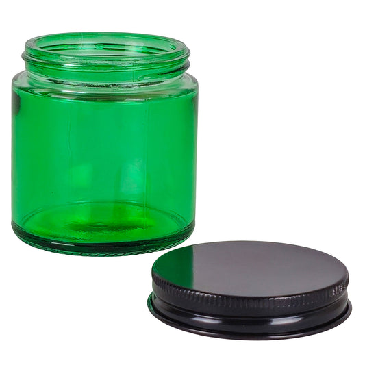 130ml - Miami Vaso de vidrio con rosca para velas - Verde con tapa negra