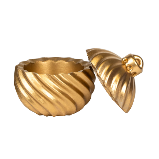 Esfera de Navidad en Espiral de Concreto - Vasos para Velas Navideñas 70ml - Dorada (Edición Especial de Navidad)