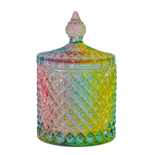 300ml - París Vaso de lujo de vidrio para velas - Arcoíris