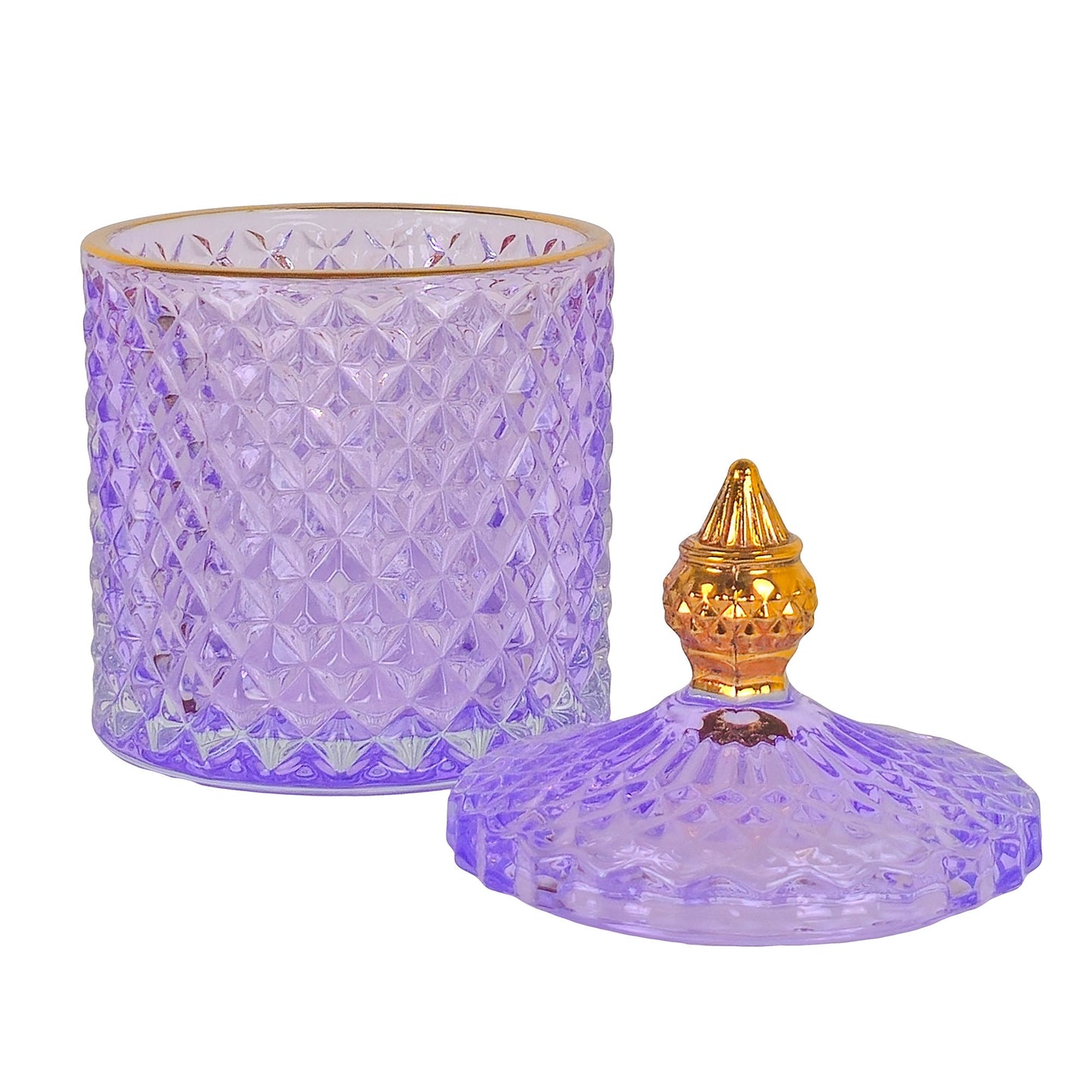 300ml - París Vaso de lujo de vidrio para velas - Morado con Oro
