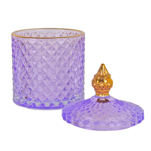 300ml - París Vaso de lujo de vidrio para velas - Morado con Oro