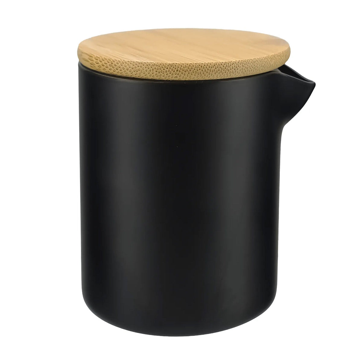 210ml - Bali Vaso de Vidrio para Velas de Masaje con Tapa de Bambú - Frasco con Boquilla vertedora - Negro Mate - Candle Craft