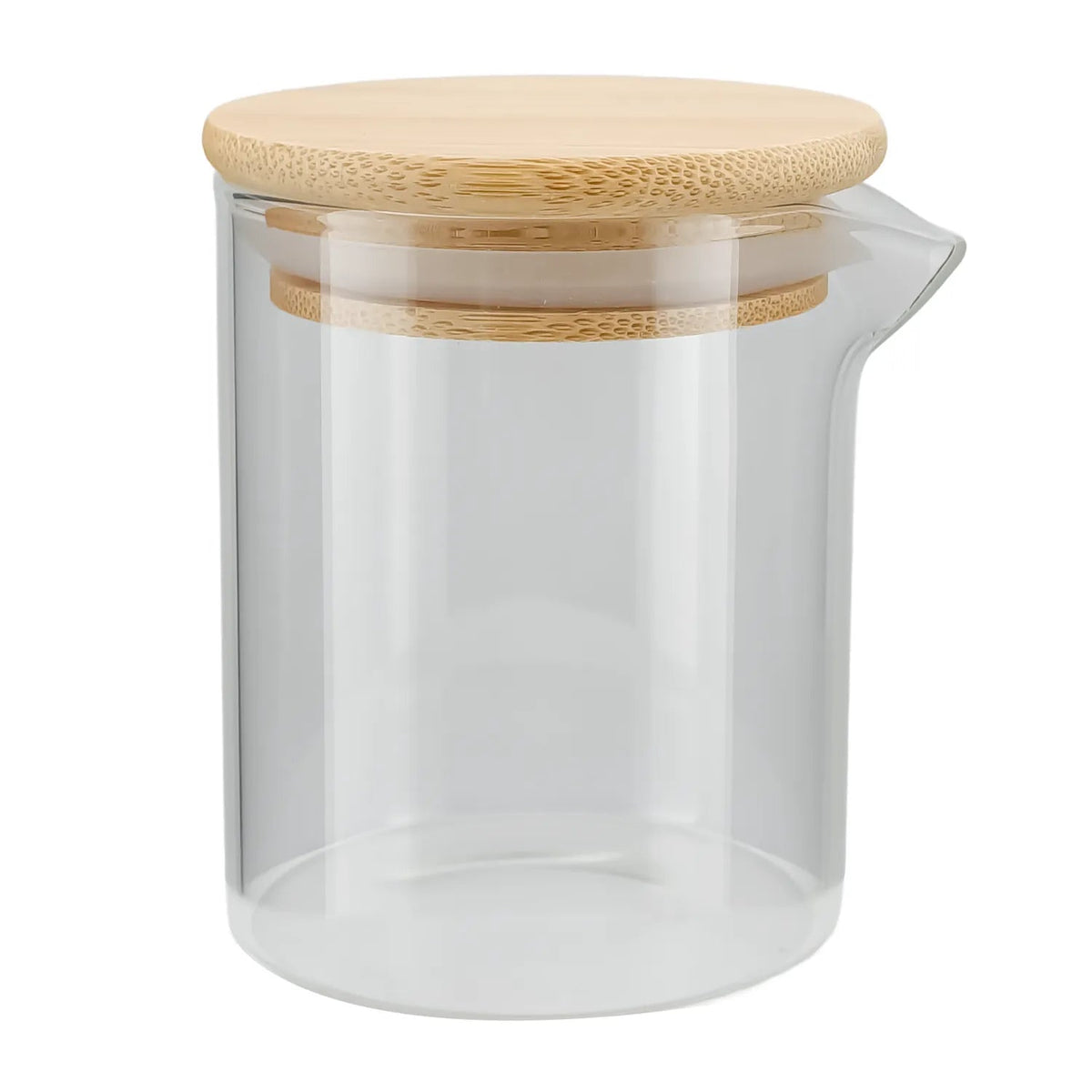 210ml - Bali Vaso de Vidrio para Velas de Masaje con Tapa de Bambú - Frasco con Boquilla vertedora - Transparente - Candle Craft