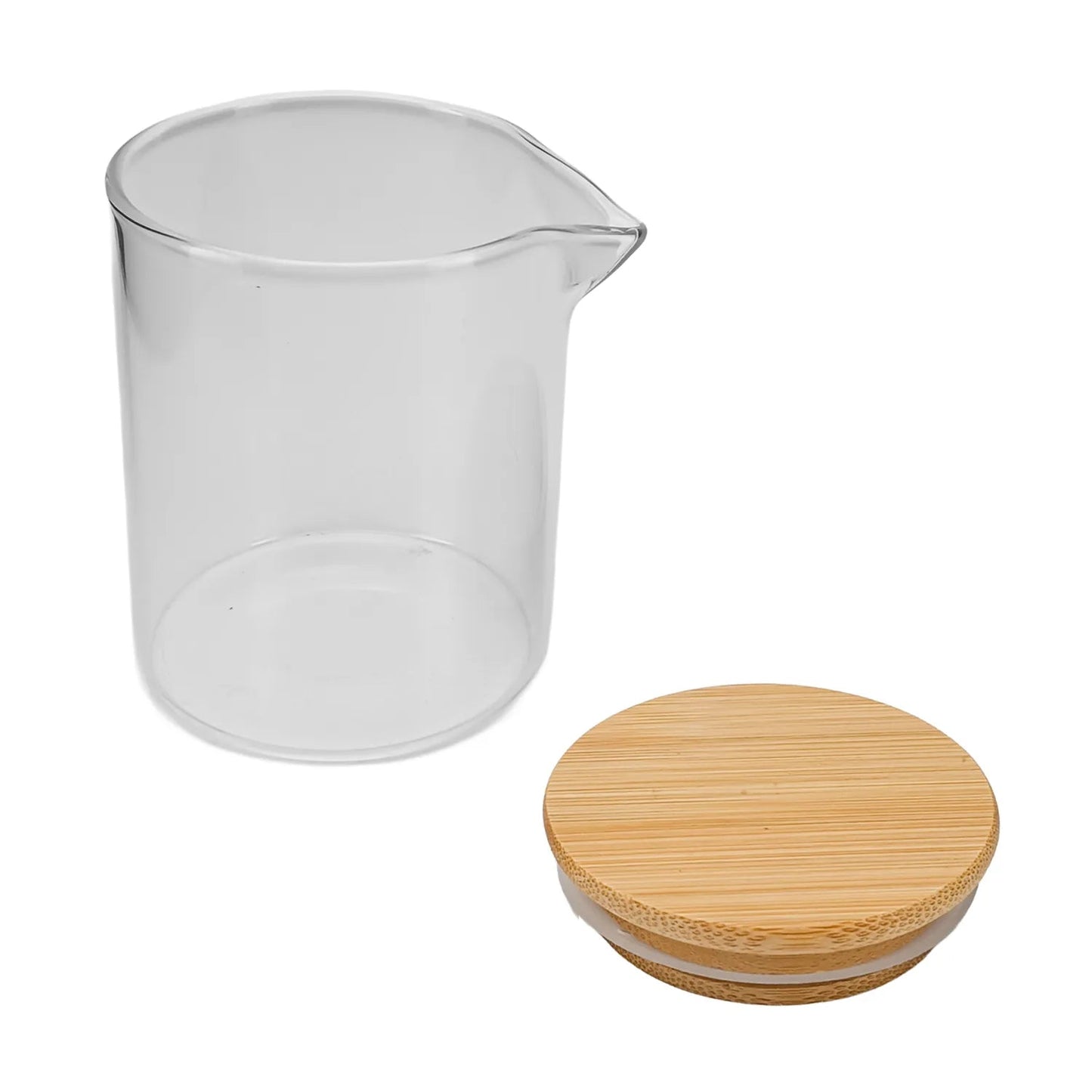 210ml - Bali Vaso de Vidrio para Velas de Masaje con Tapa de Bambú - Frasco con Boquilla vertedora - Transparente - Candle Craft