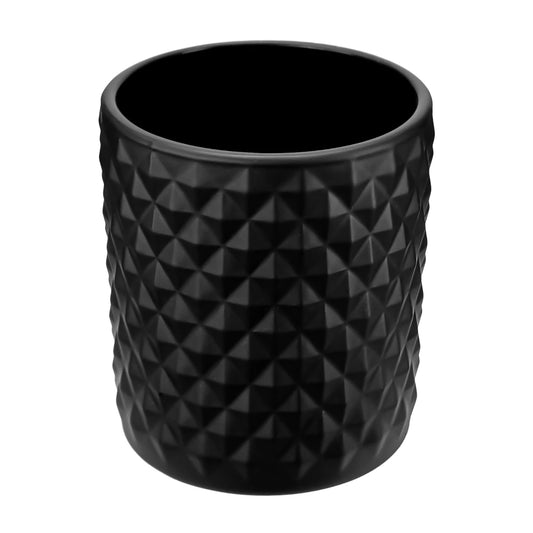 210ml - Mónaco Vaso de Vidrio con diseño Diamante - Frasco para Velas - Negro Mate - Candle Craft