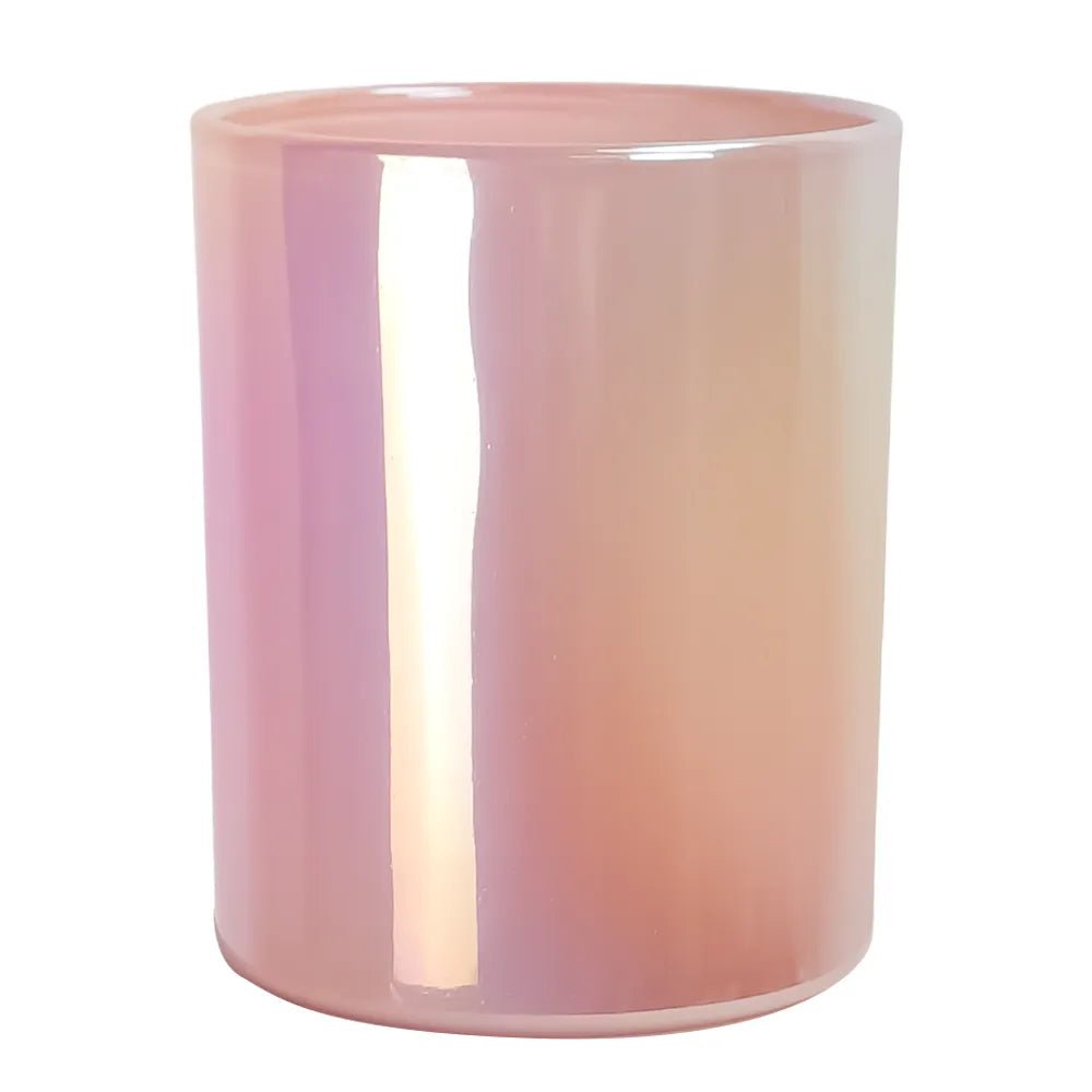 210ml - Mónaco Vaso de Vidrio para Velas - Frasco Rosa Pastel Arcoíris Tornasol - Candle Craft