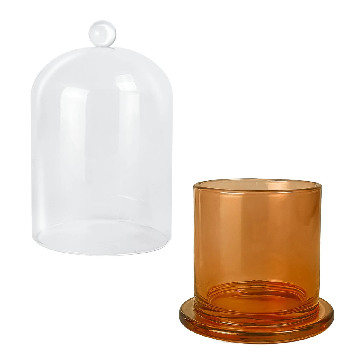 210ml Venecia - Vaso de Vidrio con Campana de vidrio - Frasco Ámbar Transparente - Candle Craft