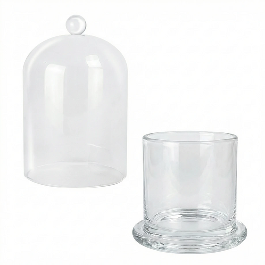 210ml Venecia - Vaso de Vidrio con Campana de vidrio - Frasco Cristal Transparente - Candle Craft
