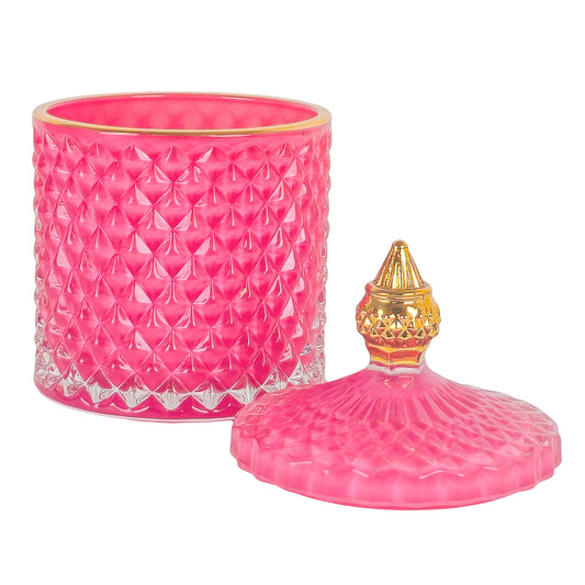 300ml - París Vaso de lujo de vidrio para velas - Rosa Pink con Oro