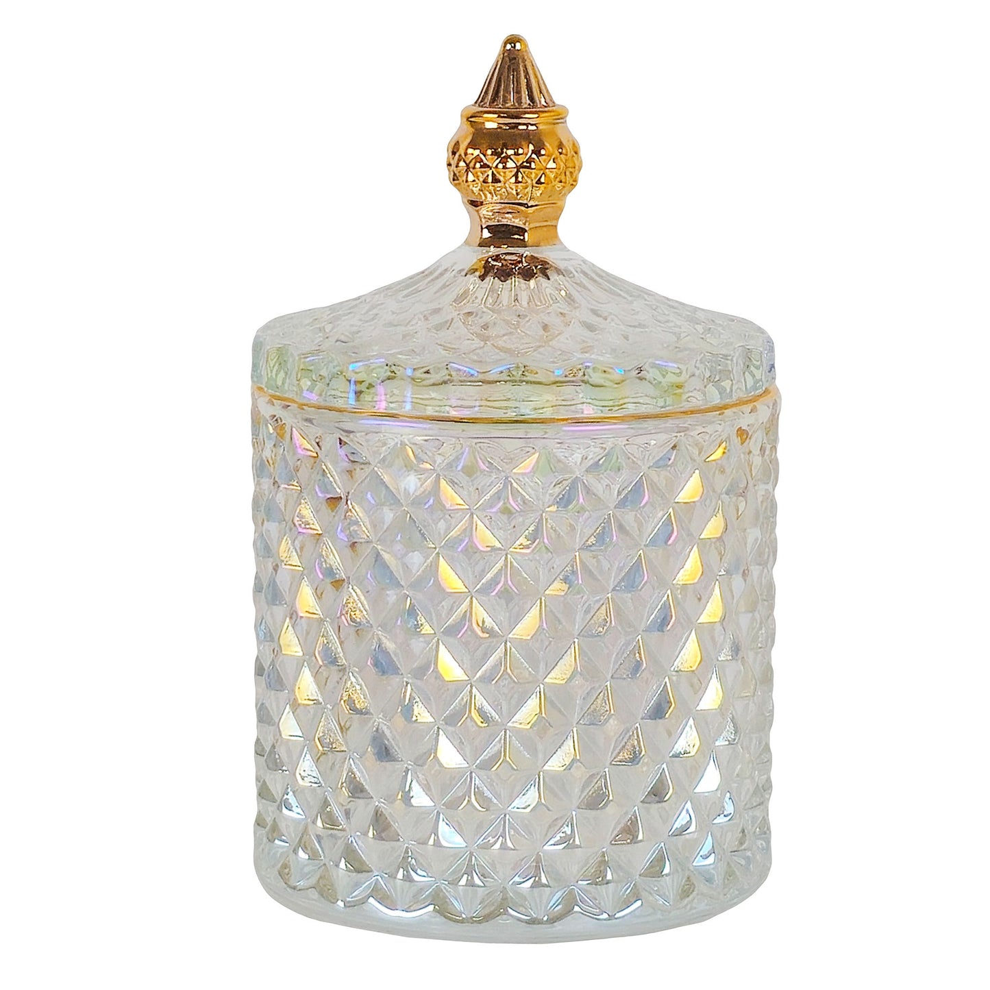 600ml - París Vaso de lujo de vidrio para velas - Tornasol Brillante con Oro