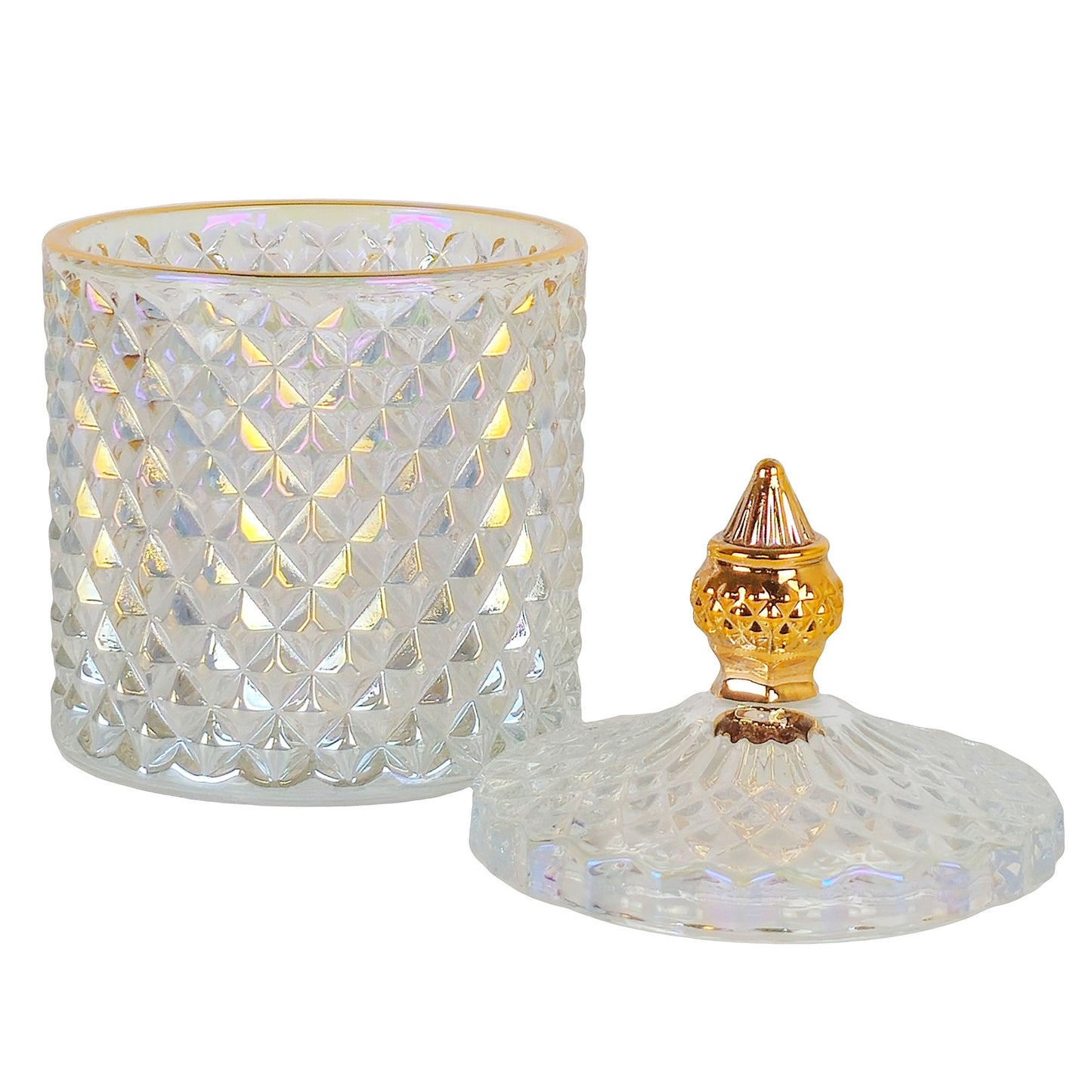 600ml - París Vaso de lujo de vidrio para velas - Tornasol Brillante con Oro