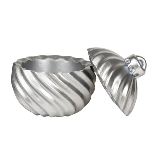 Esfera de Navidad en Espiral de Concreto - Vasos para Velas Navideñas 70ml - Plateada (Edición Especial de Navidad)