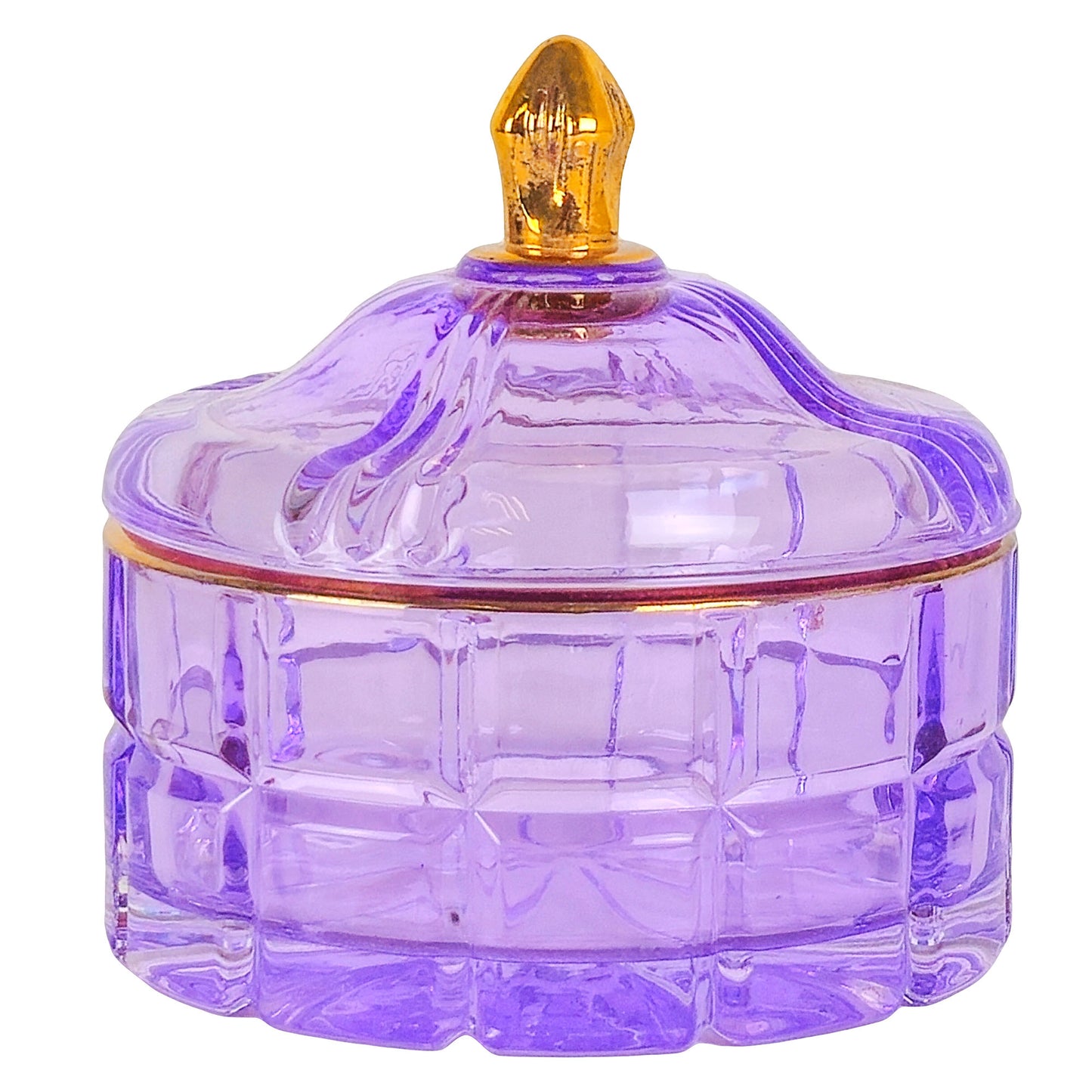 270ml - Cannes Vaso de lujo de vidrio para velas - Morado Brillante con Oro