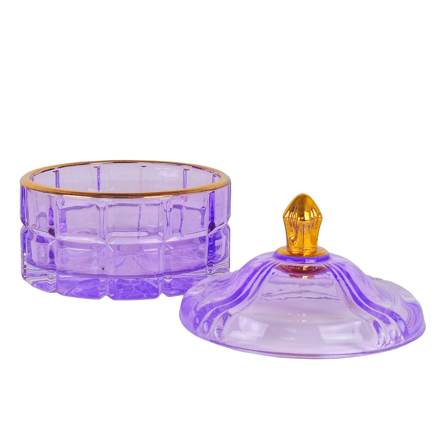 270ml - Cannes Vaso de lujo de vidrio para velas - Morado Brillante con Oro