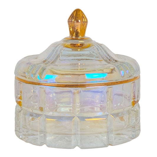 270ml - Cannes Vaso de lujo de vidrio para velas - Tornasol Brillante con Oro