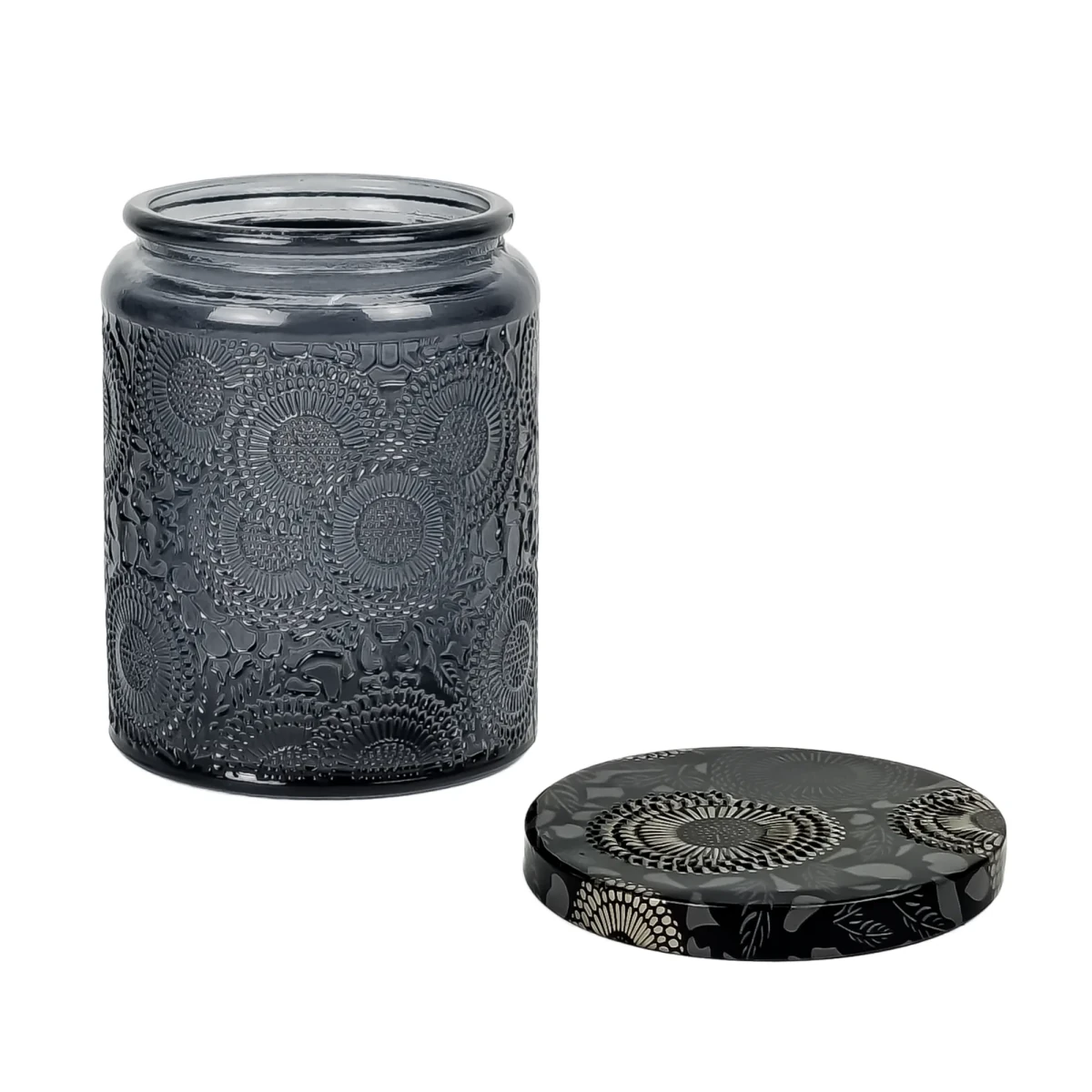 250ml - Londres Vaso de vidrio para velas - Frasco Gris Oscuro con Relieve - Candle Craft